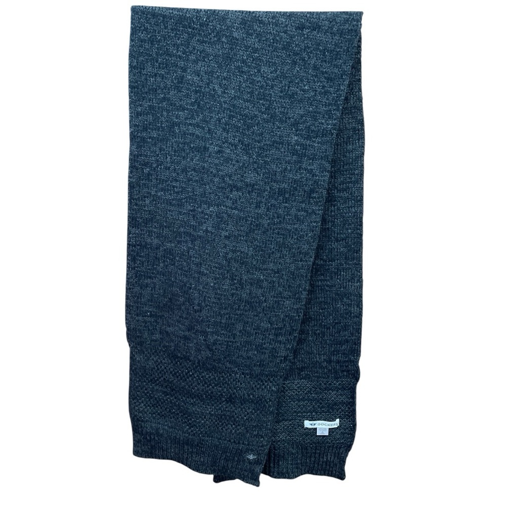 Dockers Mens Marled Mixed Knit Scarf Black Rectangle One Size Lightweight Preppy
